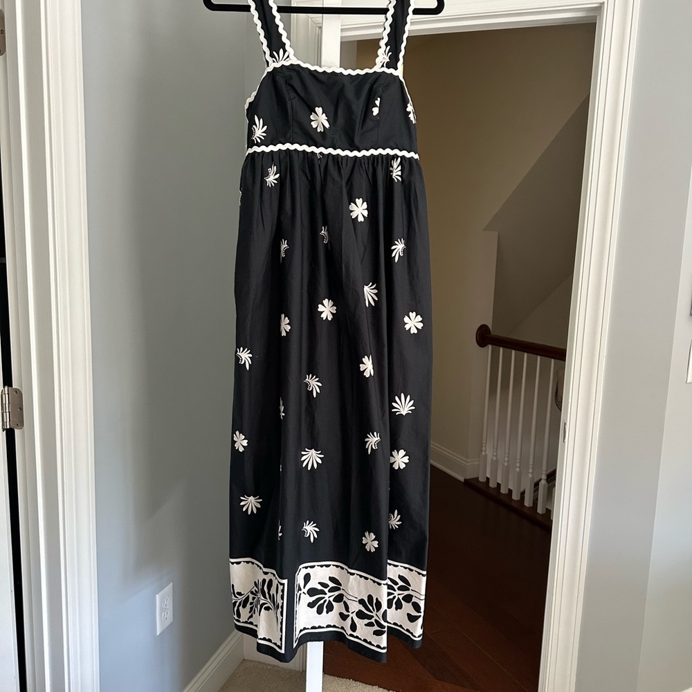 Zara Black and White Floral Midi Dress